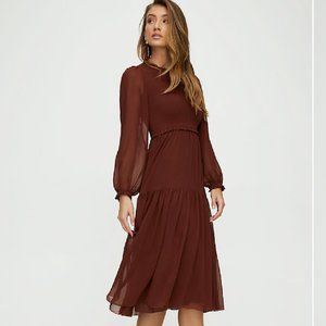 Aritzia Wilfred Rosalyn Smocked Dress Rustique